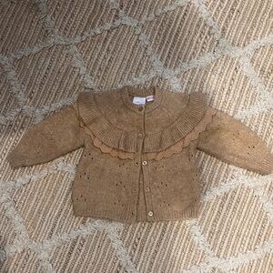 ZARA Tan Knit Sweater with Button Detail
